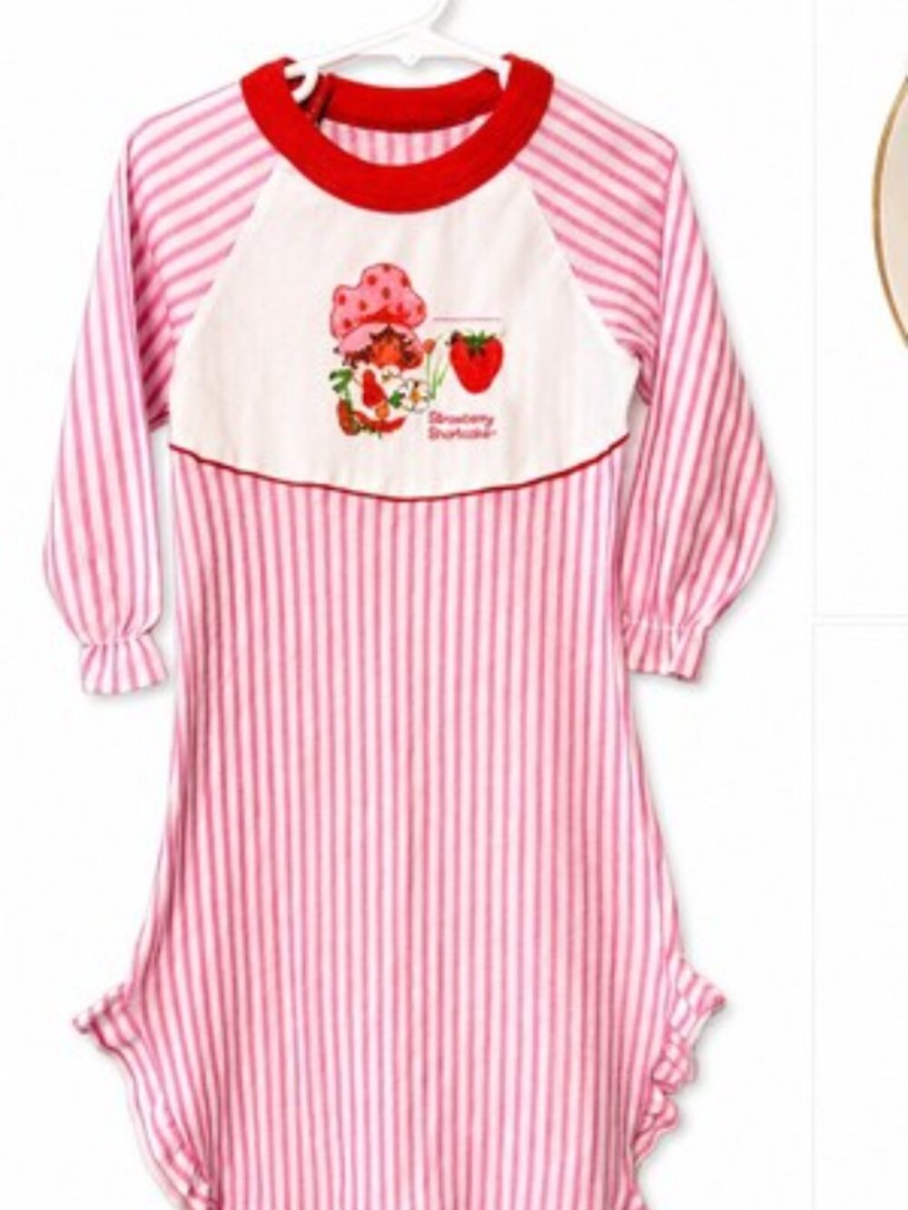 Vintage Strawberry Shortcake Pajama‎ Girls Nightgown Sz 6 Flannel 1980s Striped